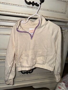 jumping beans Cream Quarter-Zip Pullover with Lavender Trim
